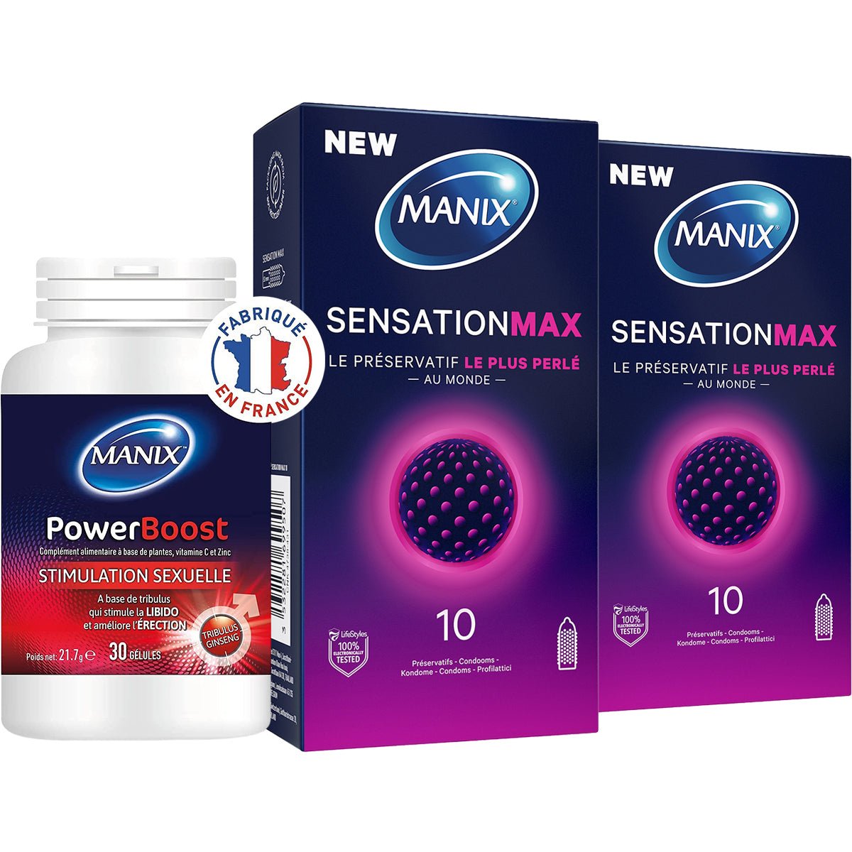 Pack Manix Sensation Boost - ManixShop - Pack Préservatifs + Compléments