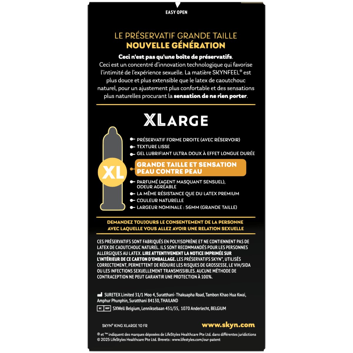 SKYN KING XLarge Pack 90 Sans Latex - ManixShop - Préservatif grande taille