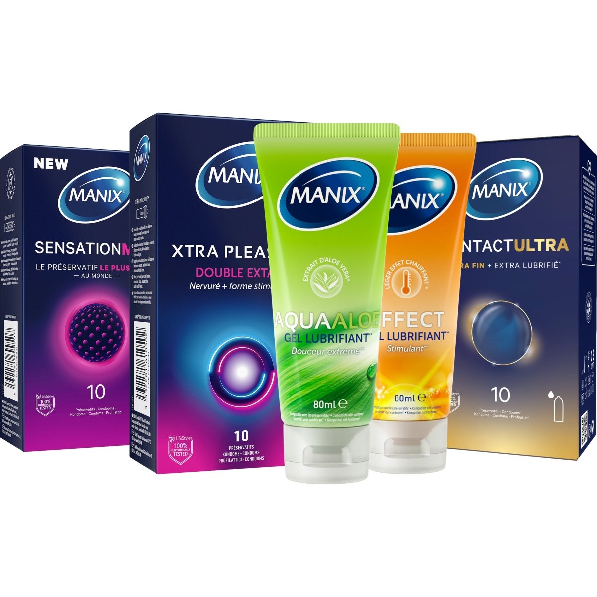 Pack Manix Découverte - 30 Préservatifs & 2 Lubrifiants - ManixShop - Pack Découverte