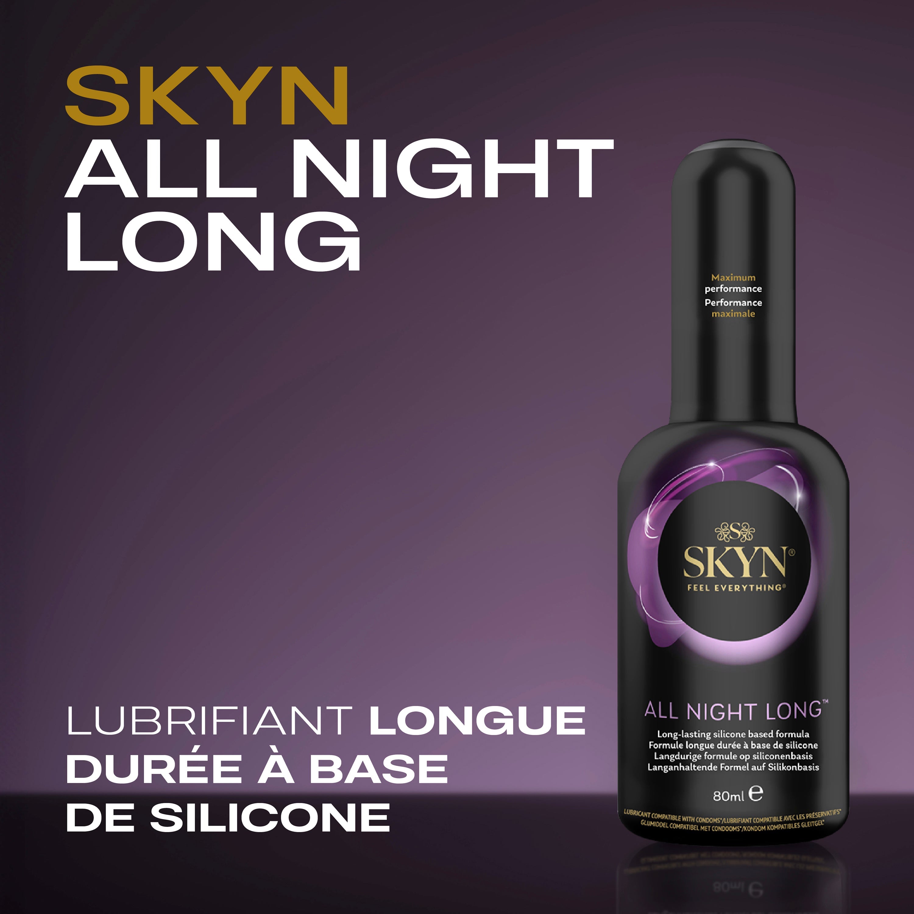 SKYN® All Night Long - manixshopfr - Lubrifiants à base de silicone, transparent, 80 ml, longue durée,